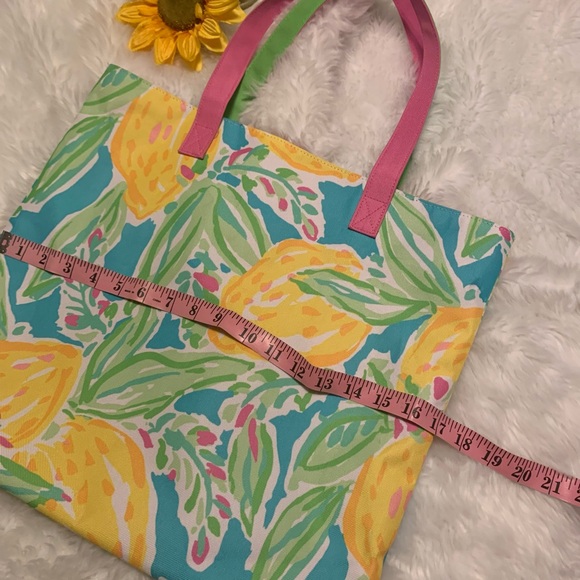 LILLY PULITZER for Estee Lauder Tropical lemon print canvas tote bag VVGUC+++ - Picture 7 of 9